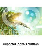 Poster, Art Print Of 3d Palm Tree Leaves On A Defocussed Bokeh Lights Background