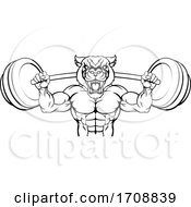 Panther Mascot Weight Lifting Body Builder
