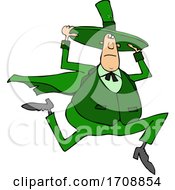 Cartoon Irish Man Running And Holding Onto His Hat