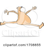 Poster, Art Print Of Cartoon Carefree Nude White Man Wearing A Mask And Leaping