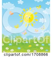 Poster, Art Print Of Happy Sun And Butterflies