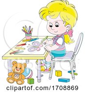 Poster, Art Print Of Girl Coloring A Butterfly