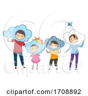 Poster, Art Print Of Stickman Family Meteorology Weather Illustration