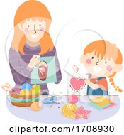 Poster, Art Print Of Kid Girl Mom Activity Lacing Card Illustration