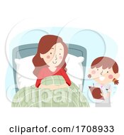 Poster, Art Print Of Kid Girl Mom Role Play Nurse Patient Illustration