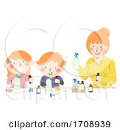 Poster, Art Print Of Mom Kids Make Scented Cleaning Spray Illustration