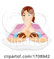 Mom Woman Breastfeeding Twin Illustration