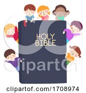 Poster, Art Print Of Kids Wave Holy Bible Illustration