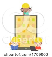 Poster, Art Print Of Kids Engineer App Developer Tablet Illustration