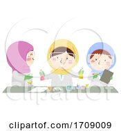 Poster, Art Print Of Kids Girls Muslim Science Illustration