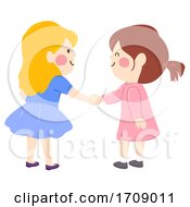 Kids Girls Shake Hands Illustration