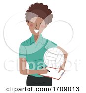 Poster, Art Print Of Girl Volleyball Coach Illustration