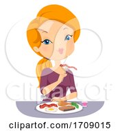 Girl Eat Low Carbohydrate Fad Diet Illustration