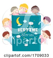 Poster, Art Print Of Kids Pajama Book Bed Time Stories Illustration