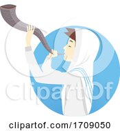 Man Blowing Shofar Illustration