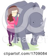 Girl Hug Rhino Rescue Illustration
