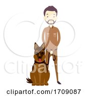 Man Dog Sniffing Wildlife Crime Illustration