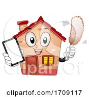 Poster, Art Print Of Mascot Cleaning Service Home Dusting Illustration