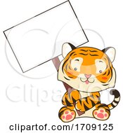 Poster, Art Print Of Mascot Tiger Hold Signboard Illustration