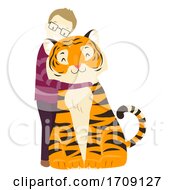 Poster, Art Print Of Man Hug Tiger Illustration