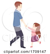Poster, Art Print Of Kid Girl Man Father Daughter Dance Illustration