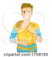 Man Dad Carry Baby Wrap Illustration