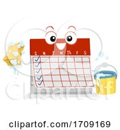 Mascot Calendar Weekly Chores Illustration