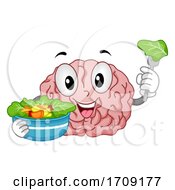 Poster, Art Print Of Mascot Brain Vegetables Healthy Illustration