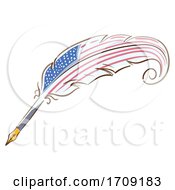 Poster, Art Print Of Quill American Flag Illustration