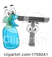 Mascot Spray Bottle And Wiper Illustration