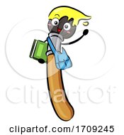 Mascot Paint Brush Student Illustration