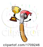 Mascot Paint Brush Trophy Winner Illustration