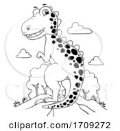 Dinosaur Black And White Illustration