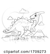 Poster, Art Print Of Dinosaur Black And White Illustration