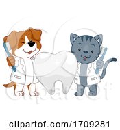 Poster, Art Print Of Mascot Dog Cat Dental Health Illustration
