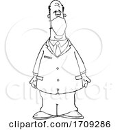 Poster, Art Print Of Cartoon Black And White Businessman Wearing A Mask