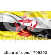 3D Illustration Of The Flag Of Brunei Waving In The Wind