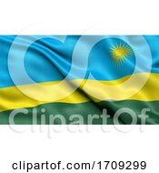 Poster, Art Print Of 3d Illustration Of The Flag Of Rwanda Waving In The Wind