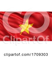 3D Illustration Of The Flag Of Vietnam Waving In The Wind