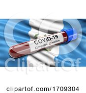 Poster, Art Print Of Flag Of Guatemala Waving In The Wind With A Positive Covid 19 Blood Test Tube