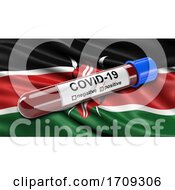 Poster, Art Print Of Flag Of Kenya Waving In The Wind With A Positive Covid 19 Blood Test Tube