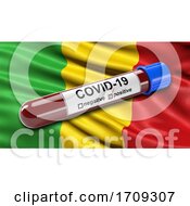Poster, Art Print Of Flag Of Mali Waving In The Wind With A Positive Covid 19 Blood Test Tube