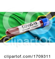 Poster, Art Print Of Flag Of Tanzania Waving In The Wind With A Positive Covid 19 Blood Test Tube