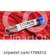 Poster, Art Print Of Flag Of Vietnam Waving In The Wind With A Positive Covid 19 Blood Test Tube
