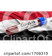 Flag Of Egypt Waving In The Wind With A Positive Covid 19 Blood Test Tube