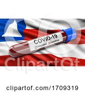 Poster, Art Print Of Flag Of Bahia Waving In The Wind With A Positive Covid 19 Blood Test Tube