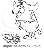 Poster, Art Print Of Cartoon Black And White Clumsy Monster