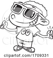 Cartoon Black And White Boy Snapping His Fingers by toonaday