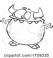 Cartoon Black And White Bloated Monster by toonaday