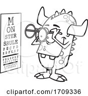 Poster, Art Print Of Cartoon Black And White Monster Taking An Eye Exam